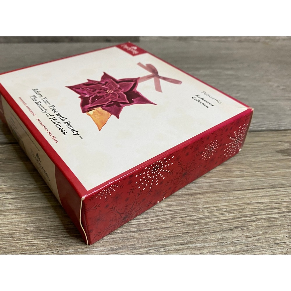 DaySpring Poinsettia Ornament Redeemed Collection Burgundy Gold Excellent Boxed